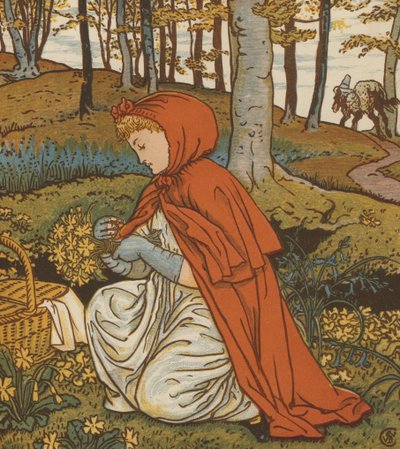 Rödluva (färg litho) av Walter Crane