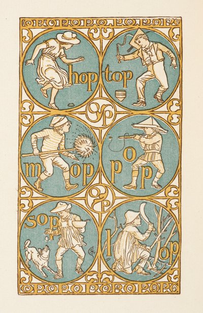 Rimande ord som slutar på bokstaven P. The Golden primer. av Walter Crane