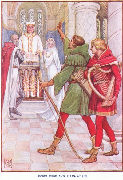 Robin Hood och Alan-a-Dale, ca 1920 av Walter Crane