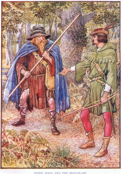 Robin Hood och tiggaren, ca 1920 av Walter Crane