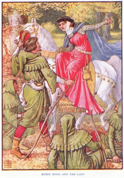 Robin Hood och damen, ca 1920 av Walter Crane