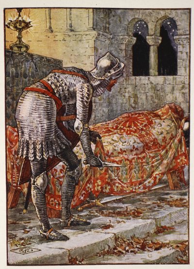 Sir Lancelot in the Chapel Perilous, från "Stories of the Knights of the Round Table" av Henry Gilbert, första upplagan, 1911 av Walter Crane