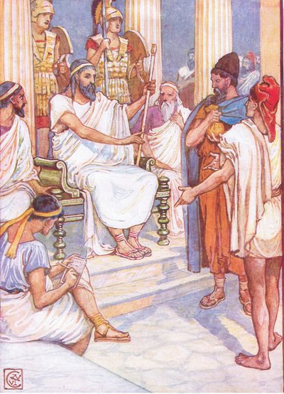 Solon den vise lagstiftaren i Aten, illustration från The Story of Greece, 1930-talet av Walter Crane