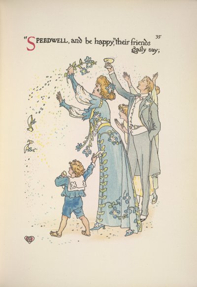 Speedwell. Bröllopsgästerna kastar konfetti av Walter Crane
