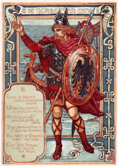 Nordmannen. Från: Columbias Courtship: A Picture History of the United States, 1893 av Walter Crane