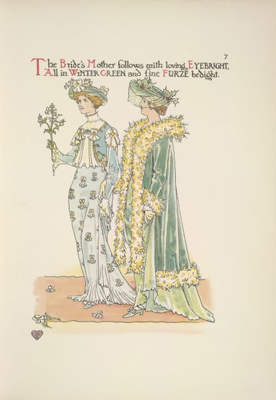 Brudens mamma följer med kärleksfullt ögontröst av Walter Crane