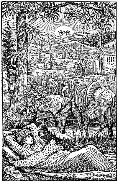 Reser med en åsna i Cevennes (Resor med en åsna i Cevennerna) av Robert Louis Stevenson. på kvällen, L