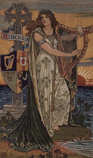 United Ireland, kalender för 1897, gjord för Royal Ulster Works, Belfast av Walter Crane
