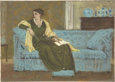 Kvinna sittande på en soffa av Walter Crane