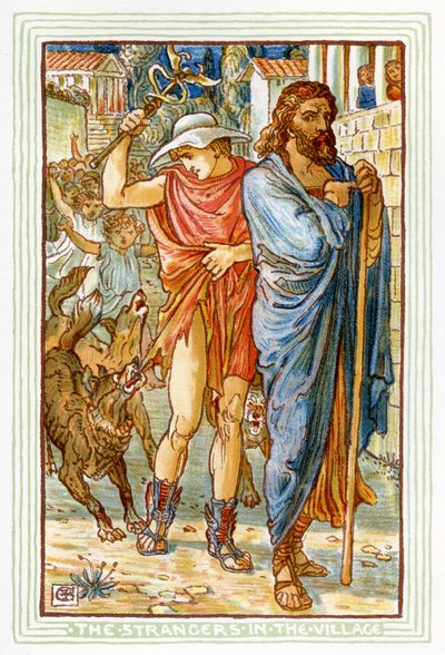 Zeus och Hermes förklädda till bönder av Walter Crane
