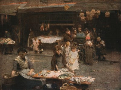 Fiskmarknaden, Patrick Street, Dublin, sent 1800-tal, c1930. av Walter Frederick Osborne
