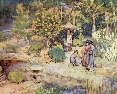 Fiske efter guldfisk på en vinterfest, Atami av Walter Frederick Roofe Tyndale