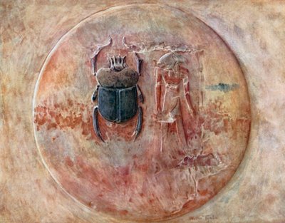 Khnum, Kepr, Ra, i Seti I:s grav i Thebe (färglitografi) av Walter Frederick Roofe Tyndale