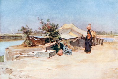 På Mahmoudieh-kanalen (färglitografi) av Walter Frederick Roofe Tyndale