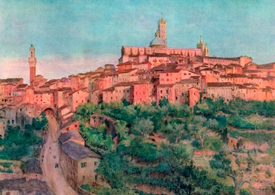Siena: En stad på en kulle (färglitografi) av Walter Frederick Roofe Tyndale