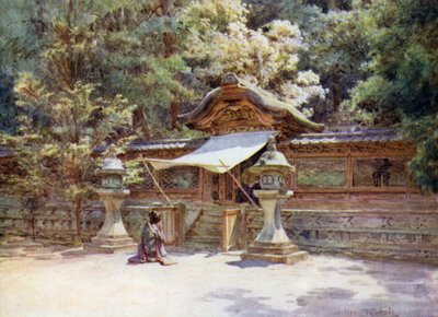 Temple Fence and Gate, Higashi Otani, Kyoto av Walter Frederick Roofe Tyndale
