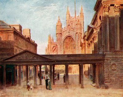 The Abbey and Pump Room, Bath (färg litho) av Walter Frederick Roofe Tyndale