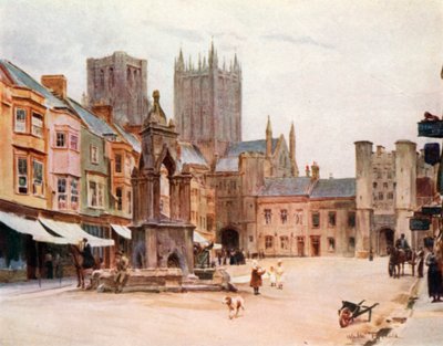 The Market Place, Wells (färg litho) av Walter Frederick Roofe Tyndale