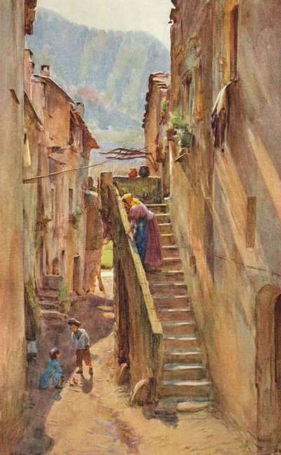 Vicolo del Ponte, Villa Nuova di Albenga, c1910, 1912 av Walter Frederick Roofe Tyndale