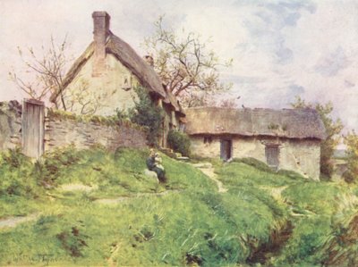 Wessex: En grupp stugor vid Sutton Poyntz, nära Weymouth (färglitografi) av Walter Frederick Roofe Tyndale