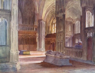 Wessex: Retrokören, Winchester Catherdral, med kardinal Beauforts och biskop Waynfletes kantorier (färglitografi) av Walter Frederick Roofe Tyndale