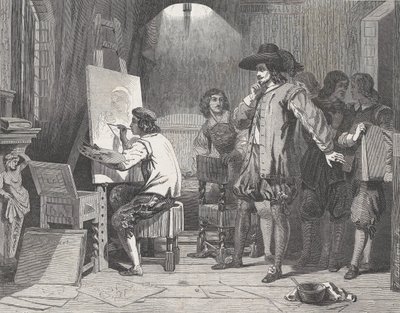 Sebastian Gomez upptäckt av sin mästare, Murillo, At Work, från Illustrerad L..., 29 april 1848. av Walter George Mason