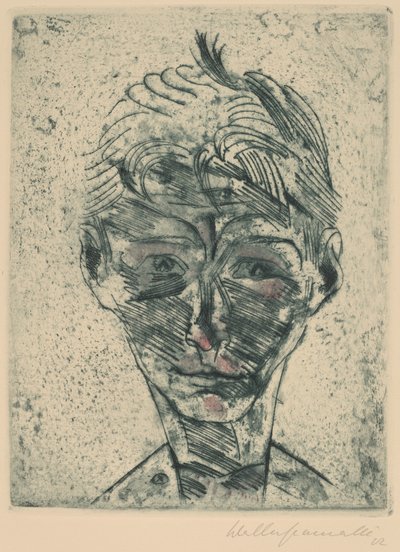 Byst av en ung man, Självporträtt av pojkehuvud, Självporträtt, 19221923. av Walter Gramatte