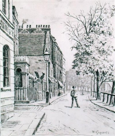 Eight Bells and Cheyne Walk, Chelsea (bläck på papper) av Walter Greaves