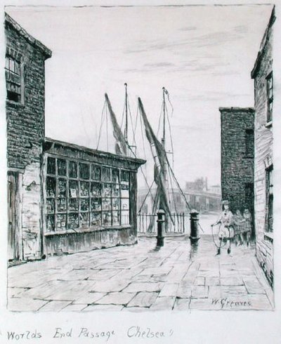 Worlds End Passage, Chelsea (bläck på papper) av Walter Greaves