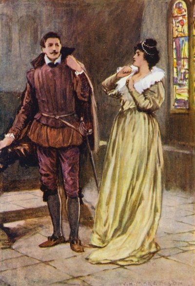 Illustration till Kenilworth av Sir Walter Scott (färglitografi) av Walter Grieve