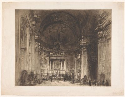 Utsikt över det inre av Santissimo Nome di Gesù i Rom av Walter Hilton Nash (signed by artist)