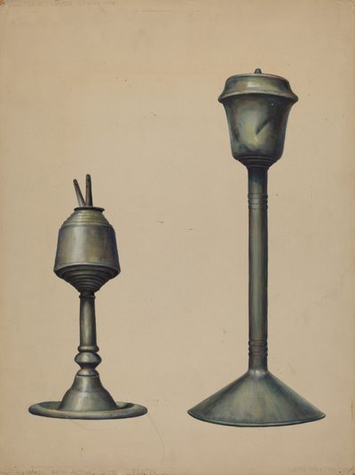 Två oljelampor, ca. 1938. av Walter Hochstrasser