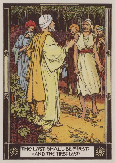 The Laborers In The Vineyard (färg litho) av Walter Jenks Morgan