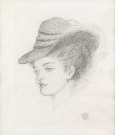 Emily Renshaw, konstnärens fru (penna på papper) av Walter John Knewstub