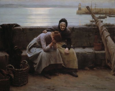 Aldrig morgon bar till kväll men något hjärta gick sönder, 1894. av Walter Langley