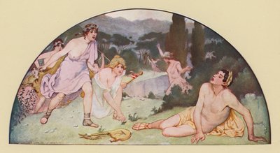 Orfeus dräpt av bacchantinnorna (färglitografi) av Walter MacEwen