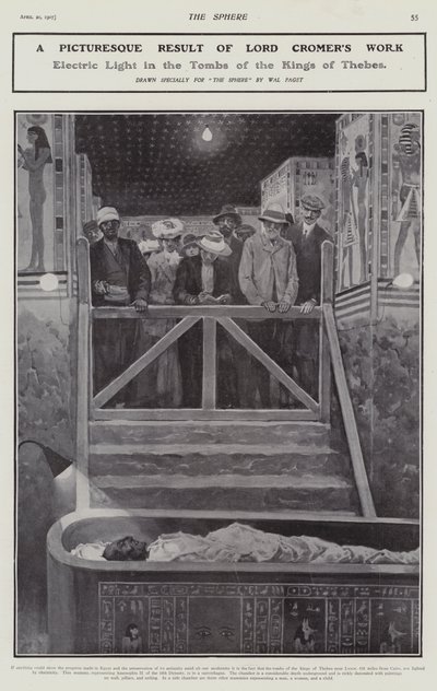 Elektriskt ljus i Thebes kungars gravar (litho) av Walter Paget