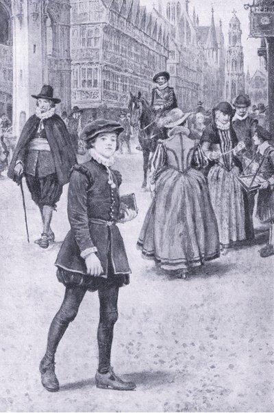 Herrick tar en tur nerför Cheapside, illustration från My Magazine av Walter Paget