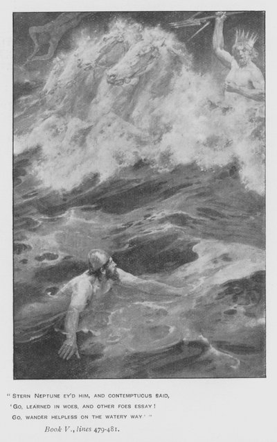 Illustration till påvens Odyssey of Homer (litho) av Walter Paget
