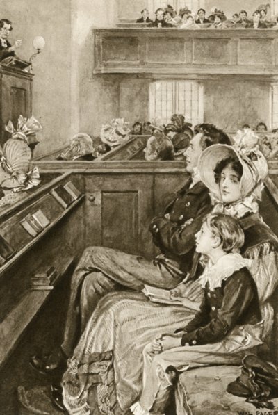 John Ruskin som en pojke som tittade på predikanten av Walter Paget