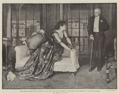 Mrs Patrick Campbell (Agnes Ebbsmith) och Mr Hare (Duke of St Olpherts) i The Notorious Mrs Ebbsmith, på Garrick Theatre. av Walter Paget