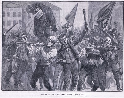 Scen i Belfast Riots 1864 AD av Walter Paget