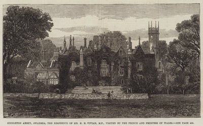 Singleton Abbey, Swansea, residenset för Mr H H Vivian, MP, besökt av prinsen och prinsessan av Wales av Walter Paget