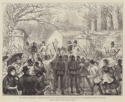 Staten Irland, bönder som stoppar Reloare-jakten vid Marquis of Drogheda Gate, i Kildare av Walter Paget