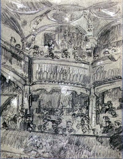 La Gaite Montparnasse, ca 1907 (krita på papper) av Walter Richard Sickert