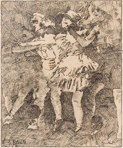 La Retraite: "Cheerio", ca 1928 (Penna samt svart och rött bläck på papper) av Walter Richard Sickert