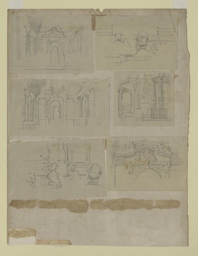 Flera studier (penna på papper) av Walter Richard Sickert