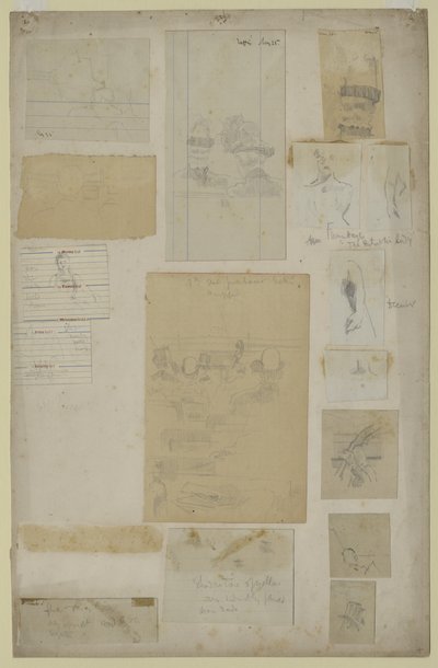 Flera studier (penna på papper) av Walter Richard Sickert