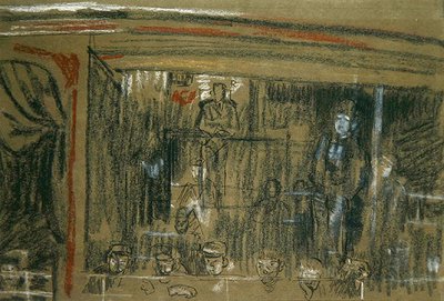Studie för publiken i "The Old Middlesex" (krita, penna och bläck på papper) av Walter Richard Sickert