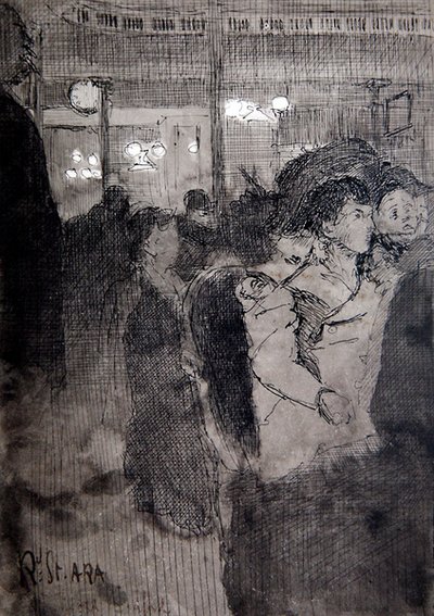 The Old Bedford (penna, bläck och tvätt ombord) av Walter Richard Sickert